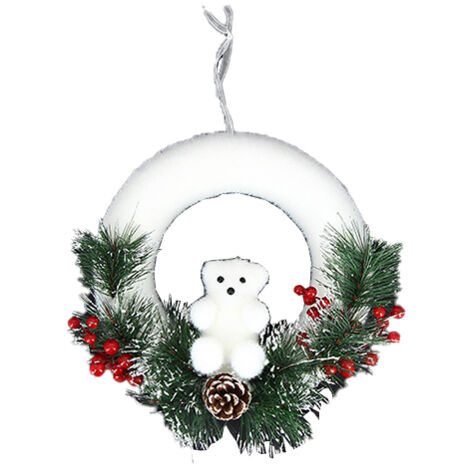 Couronne de Noël Blanche Ours Polaire 27cm - SILUMEN