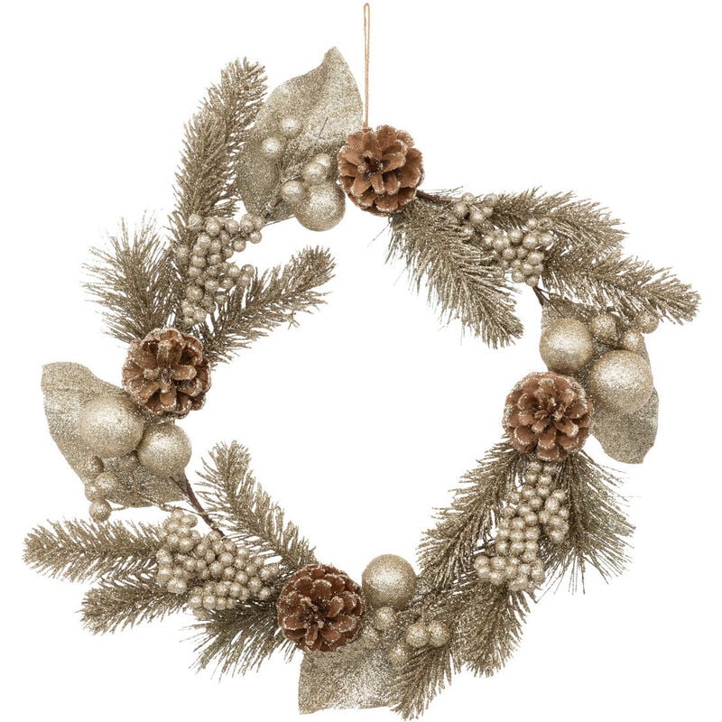 Couronne de Noël déco Dorée et Pommes de Pin d 40 cm - Feeric Christmas