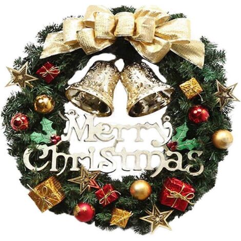 Couronne de Noël, décoration de porte extérieure, guirlande de sapin de Noël décorative