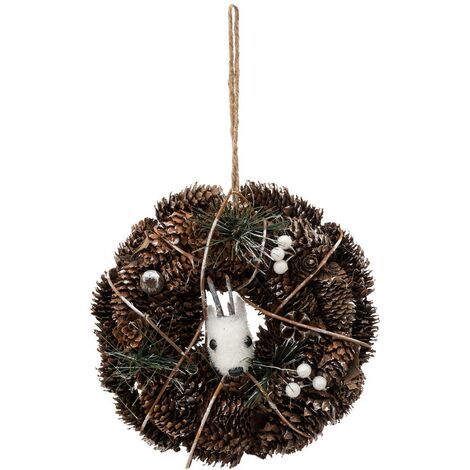 Couronne de Noël en Bois décoré avec animal D 18 cm - Feeric Christmas