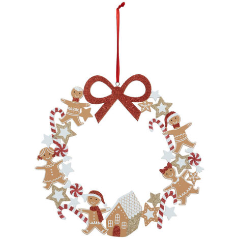 Couronne de Noël en Bois Pain d'épice D 33 cm - Feeric Christmas