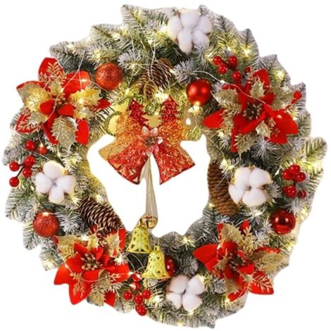 Couronne de Noël, guirlande de fruits rouges, décoration de centre commercial, décoration d'arbre de Noël, faite à la main