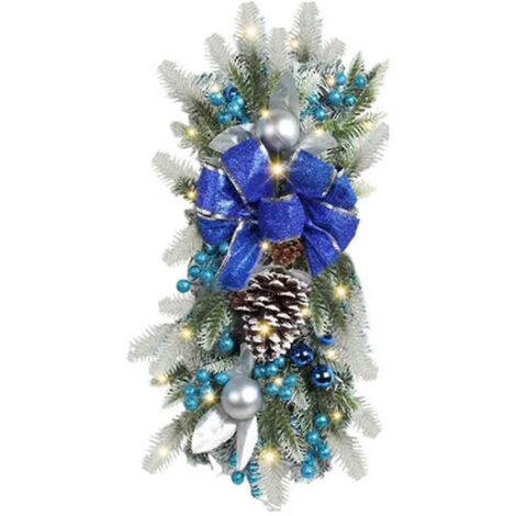 Couronne de Noël, guirlande de pendentifs, décoration de Noël bleue