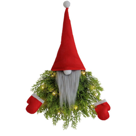 Couronne de Noël lumineuse sans visage du Père Noël, décoration murale pour porte de restaurant ou bar
