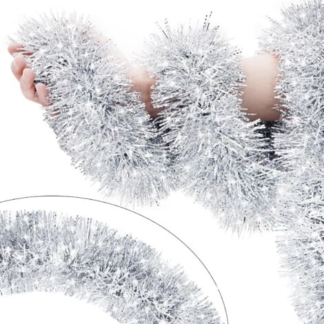 Couronne de Noël torsadée - Décoration d'arbre de Noël - Convient pour une utilisation intérieure et extérieure, 10 m, argent.