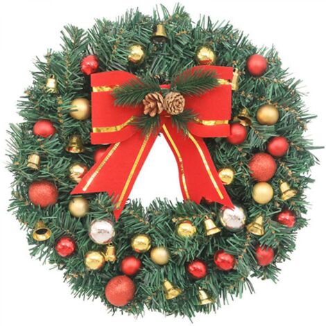 Couronne de Noël verte et rouge de 30 cm