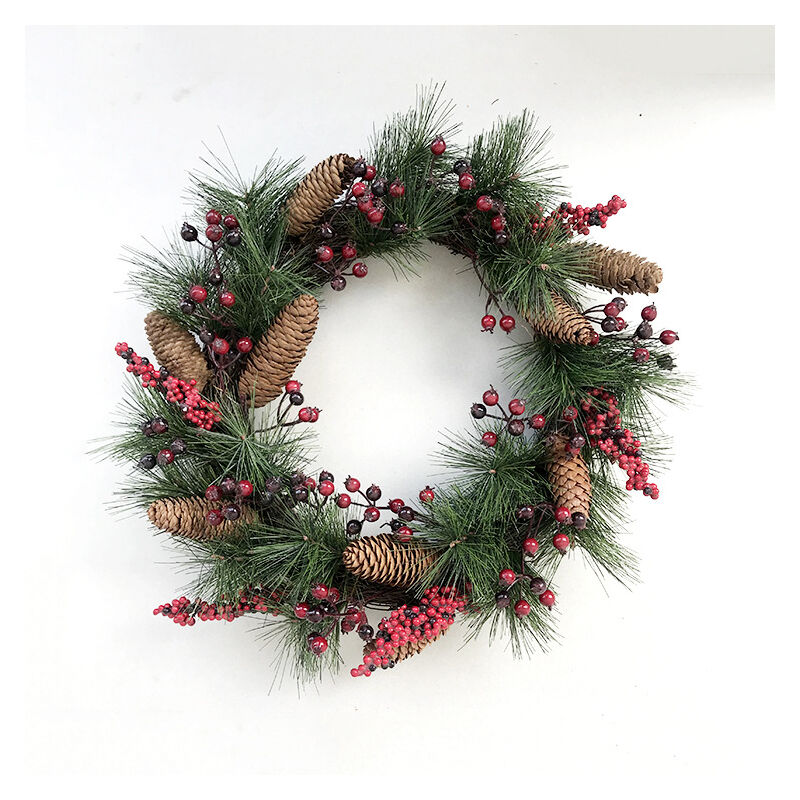 

Couronne de Noël en bois avec pommes de pin Faux decoración de porte d'entrée