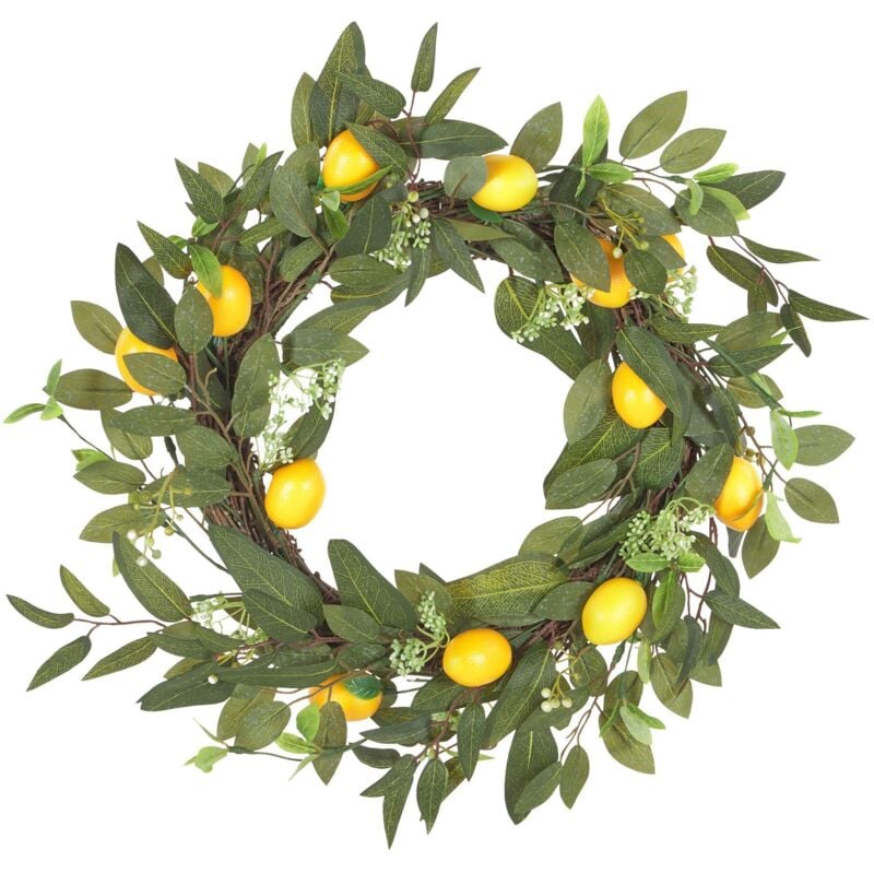 Beliani - Couronne de Porte Artificielle Fleurs Décorative 50 cm Faite à la Main Vert Lenrun