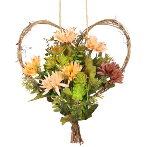 Couronne de printemps-été artificielle pour porte, guirlande de fleurs artificielles, couronne de feuilles vertes, couronne de printemps pour porte, couronne de verdure artificielle d'extérieur à susp