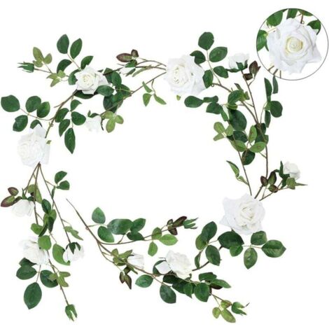 Couronne de roses artificielles 18 roses en plastique 230 cm fleurissent votre décoration de mariage romantique 2 pcs