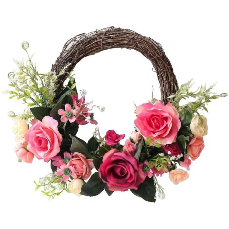 Couronne de roses artificielles printanière pour fête, maison, jardin, mariage, arche, porte d'entrée, mur, etc. Couleurs disponibles sur la photo.