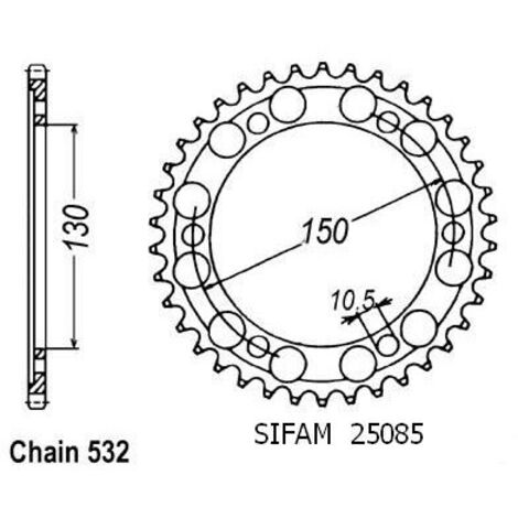 Couronne de transmission Sifam pour Moto Yamaha 1000 FZR Génésis