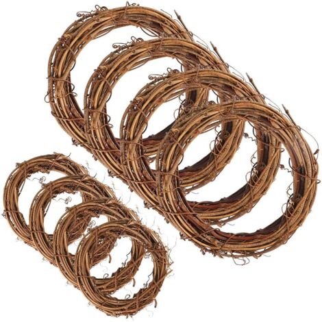 Couronne De Vigne - Cadre En Rotin Naturel Pour DIY - Diamètre 8 cm Et 12 cm - Décoration Intérieure Et Porte - Lot De 8 Pièces