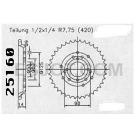 Couronne Derbi Senda/Fenix 1996 - 420 - 44 Dents - Similaire JTR2035