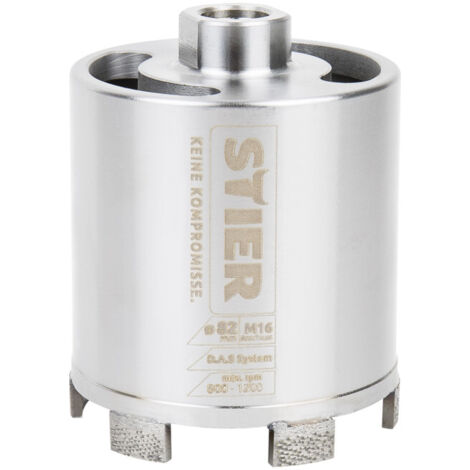 Couronne diamant à sec STIER Premium, système DAS pour aspiration des poussières, couronne de perçage, 82 mm, M16