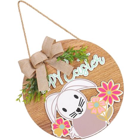 Couronne en bois de forme ronde pour porte d'entrée, décoration murale à suspendre avec corde, fêtes intérieures et extérieures