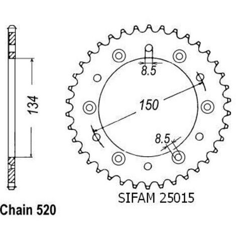 Couronne Kawasaki 125/250 Kx 1983-2007 - 520 - 48 Dents - Similaire JTR460