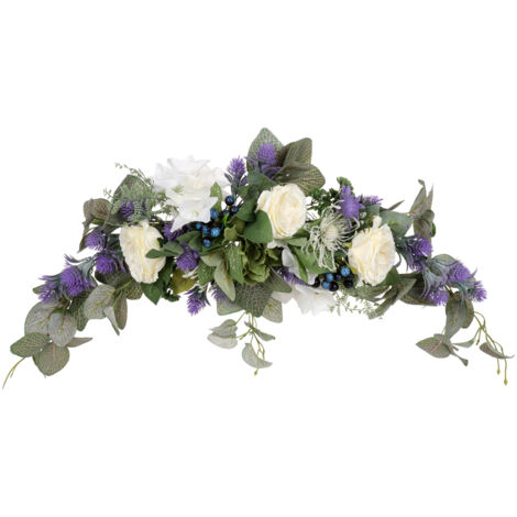 Couronne Lavande Artificielle Pour Fête Mariage Décor Maison Mur Fenêtre Modèle Premium Matériel Soie Rattan Naturel