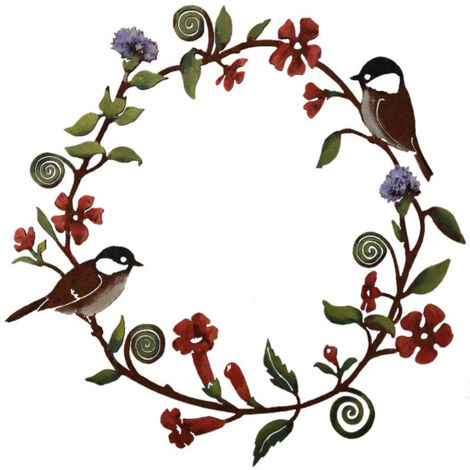 Couronne Murale Artificielle [Type de Produit] Bird Wreath [Modèle] Tits Flowers [Caractéristique] 30x30cm [Dimension] Farmhouse Décor Porch