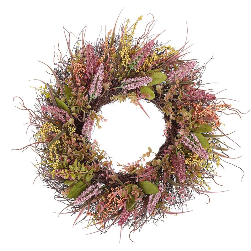 Couronne Florale Synthétique et Bois Décoration pour Porte d'Entree Agréable et Tendance Pour Extérieur Beliani