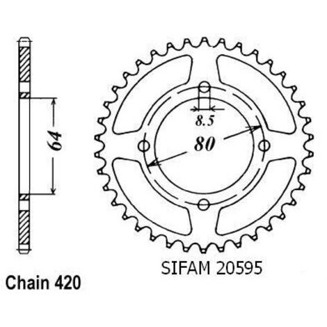Couronne Rd 80 Mx 1982-1984 - 420 - 39 Dents - Similaire JTR834