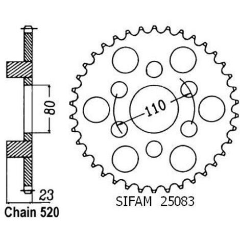 Couronne transmission Sifam pour moto Aprilia 125 AF1 Futura 1990