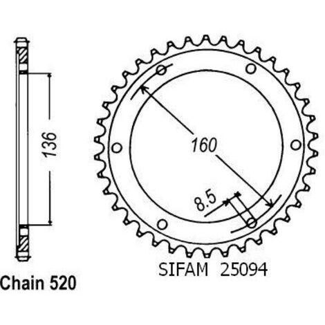 Couronne transmission Sifam pour moto Aprilia 650 Pegaso 2001 à