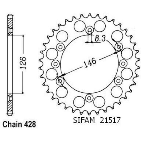 Couronne Ts 125 R 1989-1996 25049CZ50 IDEM - 428 - 50 Dents - Similaire JTR805