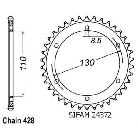 Couronne Tzr 125 R 1994-1996 - 428 - 46 Dents - Similaire JTR1870