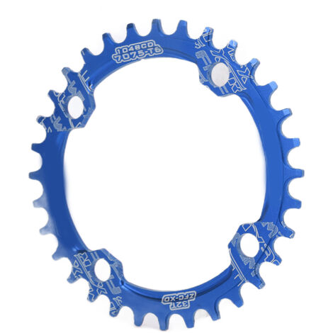 Couronne vélo VTT FMFXTR 104 BCD 32 dents, compatible chaîne ronde, coloris bleu, version étroite et large