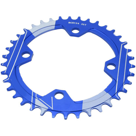 Couronne VTT 38 dents bleue, 104 BCD, alliage aluminium, profil Narrow Wide pour chaîne