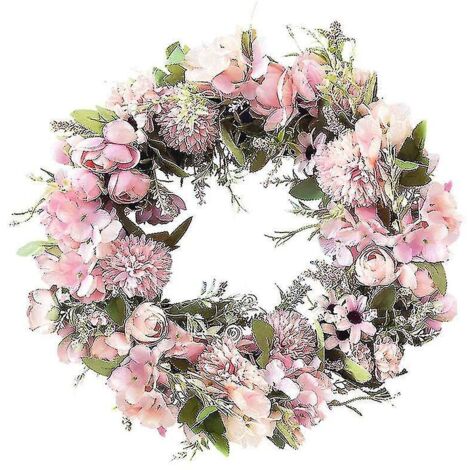 Couronnes roses artificielles réalistes faites à la main pour porte d'entrée, fenêtre, mariage, décoration murale - 43 cm (17 pouces)
