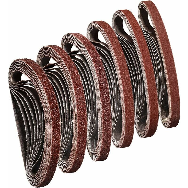 Courroie 10X330 mm Courroie abrasive 40/60/80/120/180/240 pour poncer, polir et dépoussiérer, idéale pour le bois (48 pcs)