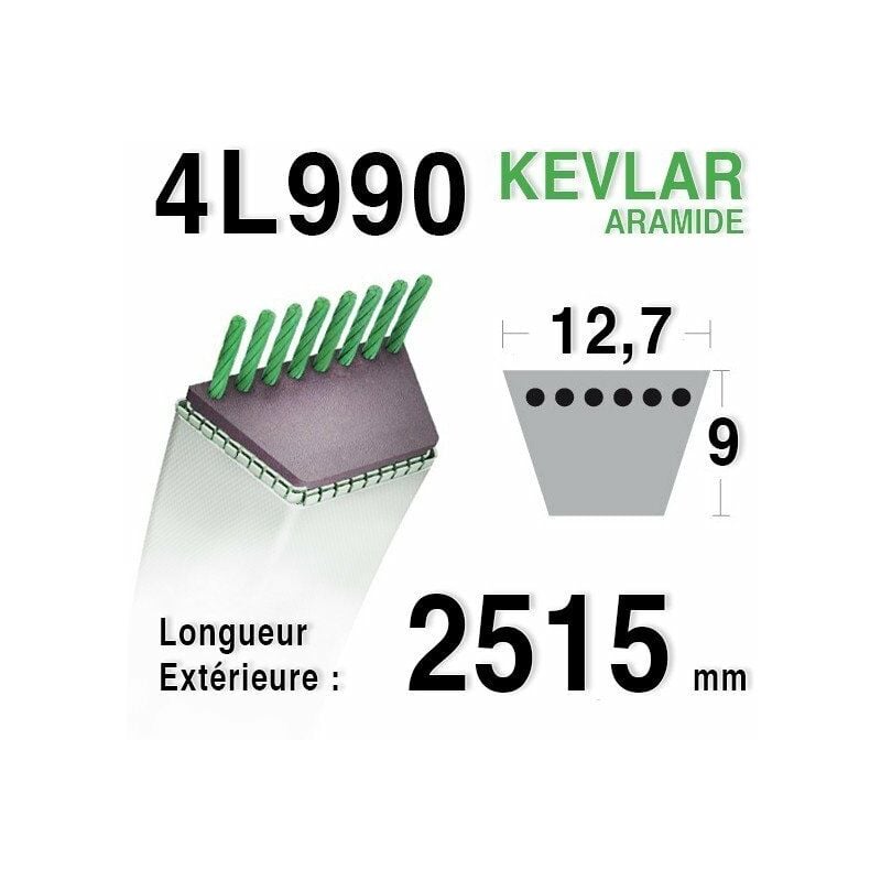 Courroie 4L990 - 4L99 JOHN DEERE m49920 - m72683 MTD 7540440 MOTOSTANDARD 75273 - 75279 MURRAY 37x22 - 23749