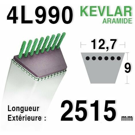 Courroie 4L990 - 4L99 JOHN DEERE m49920 - m72683 MTD 7540440 MOTOSTANDARD 75273 - 75279 MURRAY 37x22 - 23749