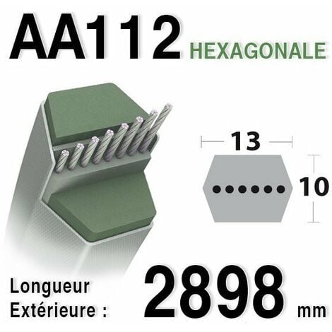 Courroie lisse hexagonale série AA Longueur ext: 2898mm.