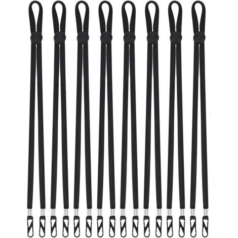 Courroie de Cou de Lanière de Masque Facial Noir Corde Coupe-vent Ajustable Sangle de Cou pour Adultes et Enfants 8 Pièces