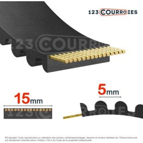 Courroie dentée ouverte 5M15-NEOSTEEL-GATES