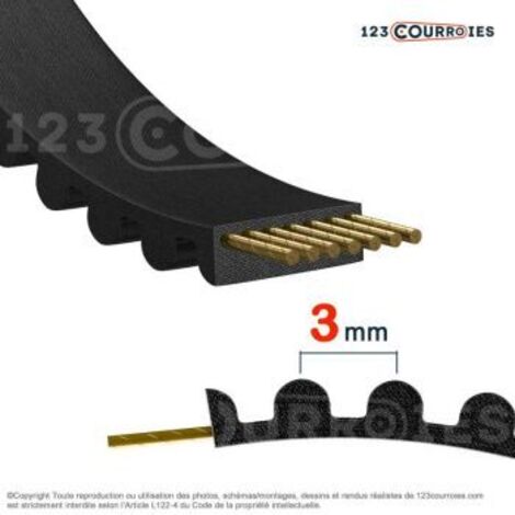 Courroie dentée simple 249-3M17