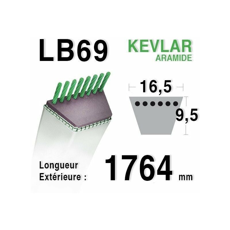 Courroie lb69 - 16,5 mm x 1764 mm