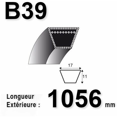 Courroie Lisse Trapézoïdale Série B (section 17x11mm) Longueur Ext: 1060mm.