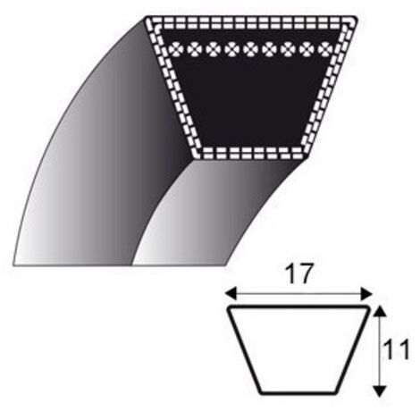 Courroie Lisse Trapézoïdale Série B (section 17x11mm) Longueur Ext: 1319mm.