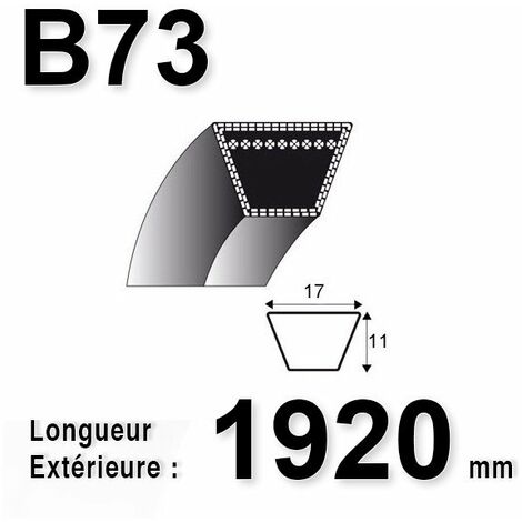 Courroie Lisse Trapézoïdale Série B (section 17x11mm) Longueur Ext: 1919mm.