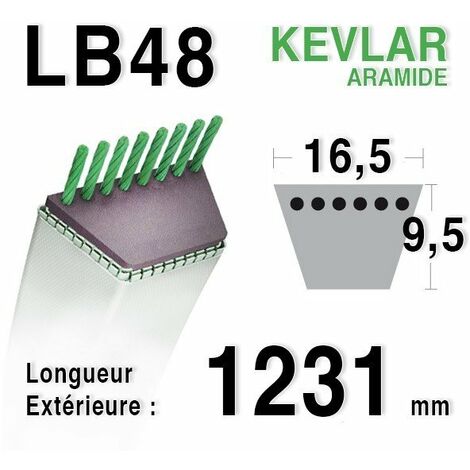 Courroie Lisse Trapézoïdale Série Lb (section 16,5x9,5mm) Longueur Ext: 48.