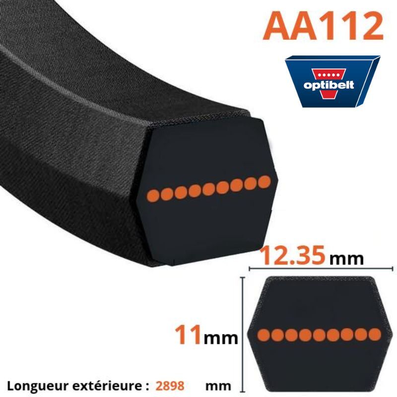 Optibelt - Courroie hexagonale lame tracteur tondeuse AA112 LG2000850