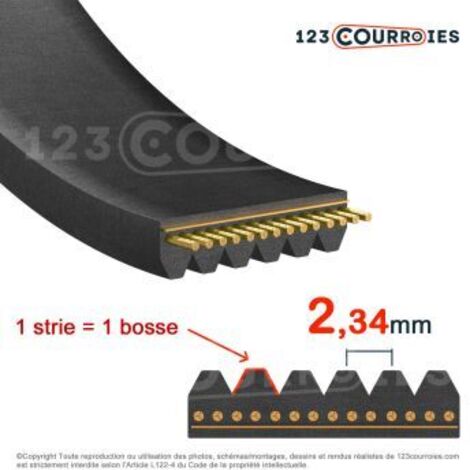 Courroie Poly-V striée automobile Optibelt 2PJ845