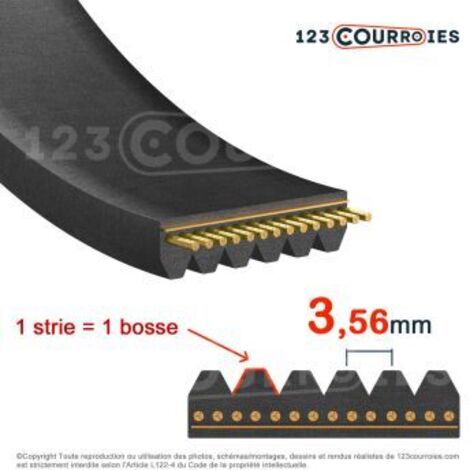 Courroie Poly-V striée automobile Optibelt 9PK1910TM