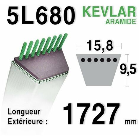 Courroie pour moteur thermique 5L680 – Longueur 1727,20 mm – Largeur 15,88 mm – Compatible MTD et Yamaha