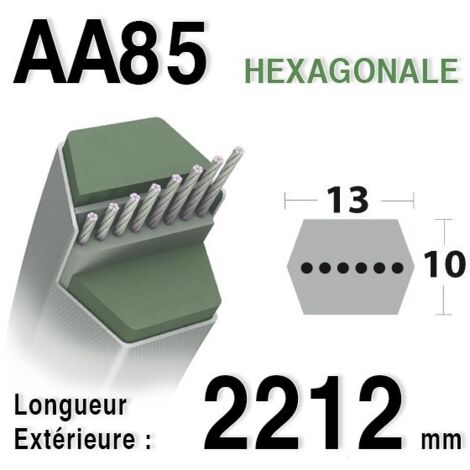 Courroie pour moteur thermique AA85 – Longueur extérieure 2212 mm – Adaptable pour tondeuses CASTELGARDEN et HONDA - cg35065700h0