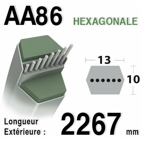 Courroie pour moteur thermique AA86 – Longueur 2235 mm – Compatible CASTELGARDEN MP84, DOLMAR TM-92 – Référence AA86M - 135061508